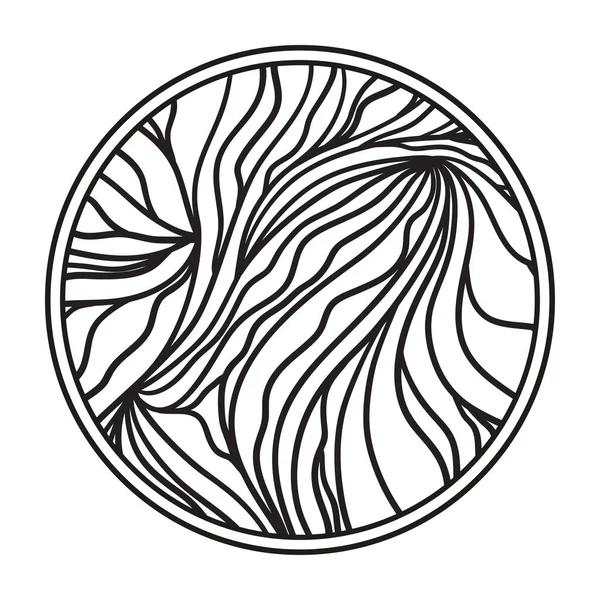 Cirkelbakgrund Handritade Linjer Enfärgat Vinkat Mönster Svart Och Vit Illustration — Stock vektor