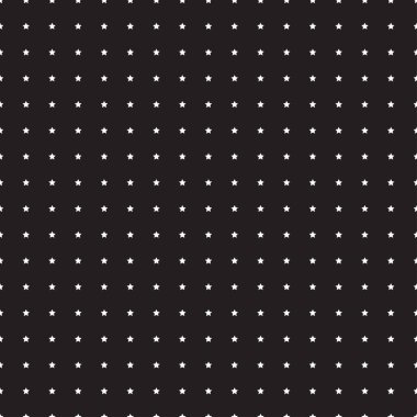 Yıldızlı soyut arkaplan. Geometrik yıldızlı kusursuz basit desen. Yıldızlı doku. Siyah beyaz illüstrasyon