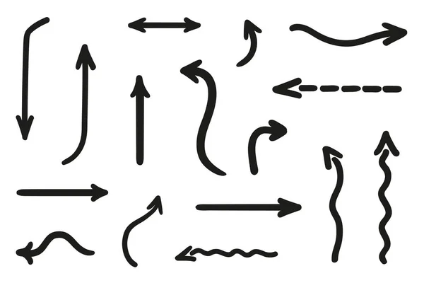 Freccia Sfondo Bianco Isolato Frecce Semplici Disegnate Mano Illustrazione Bianco — Vettoriale Stock