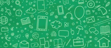 Okula dönelim. Soyut kara tahta. El çizimi okul malzemeleriyle eskiz bir geçmişi var.