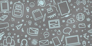 Okula dönelim. Bayrak tasarımı. El yapımı okul malzemeleriyle donatılmış bir arka plan