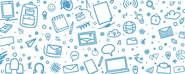 Okul malzemeleriyle desen. Grafik arkaplan. Okula geri dön.