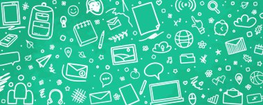 Elle çizilmiş okul malzemeleriyle özensiz bir geçmişi var. Soyut kara tahta. Tasarım için karalama