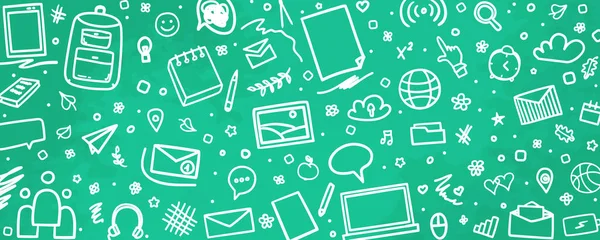 Elle çizilmiş okul malzemeleriyle özensiz bir geçmişi var. Soyut kara tahta. Tasarım için karalama