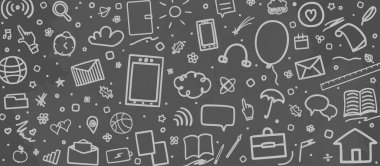 Okula dönelim. Soyut çizimler. Okul geçmişi. El yapımı elementler. Eğitim kavramı