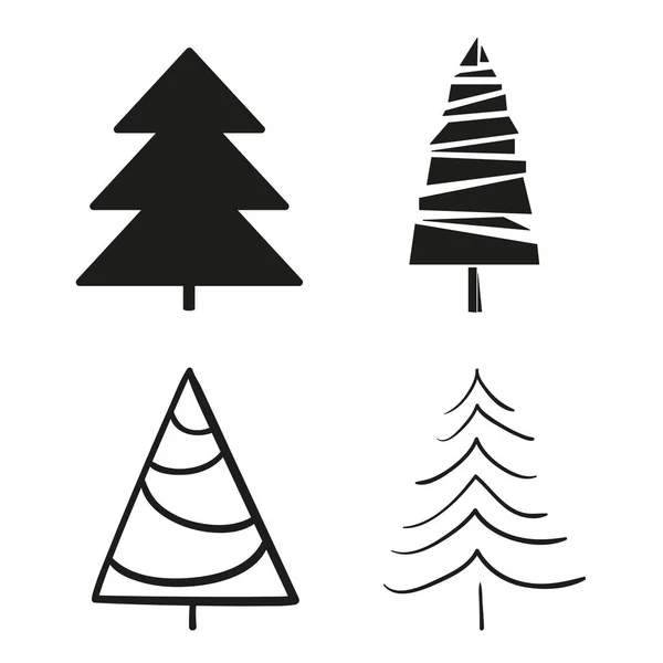 Karácsonyfa Fehéren Karácsonyfák Fekete Fehér Illusztráció — Stock Vector