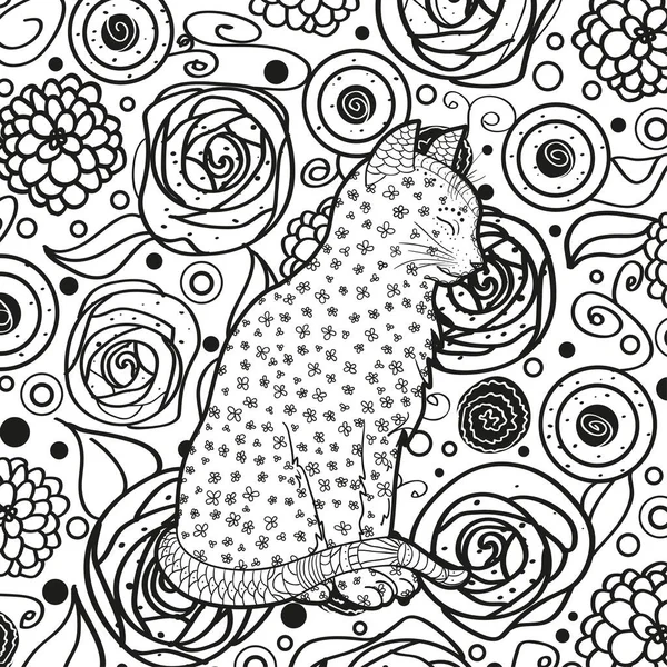 Gato Patrón Cuadrado Abstracto Patrones Abstractos Dibujados Mano Sobre Fondo — Vector de stock