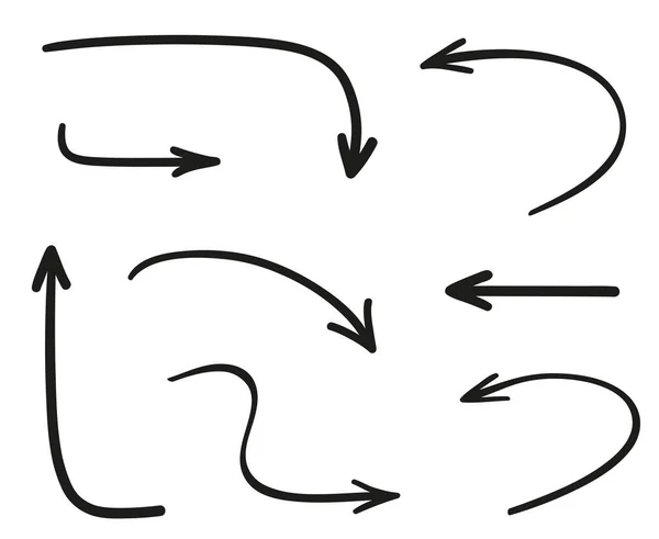 Eléments Infographie Sur Fond Blanc Isolé Flèches Simples Dessinées Main — Image vectorielle