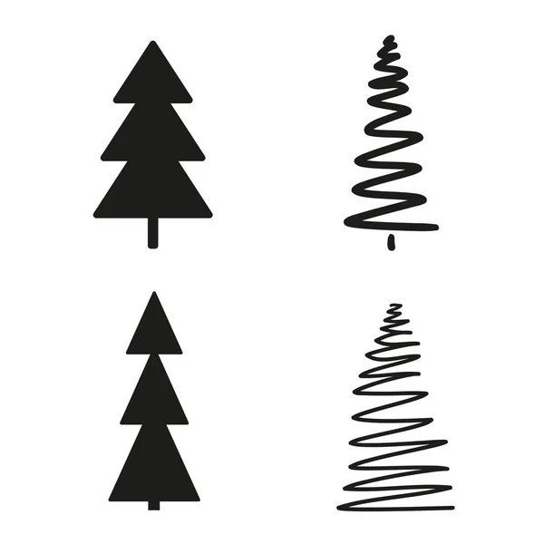 Julgran Vitt Julgranar Svart Och Vit Illustration — Stock vektor