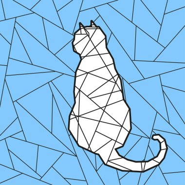 Soyut vitray pencere. Soyut kedi. Yetişkinler için ruhsal rahatlama tasarımı