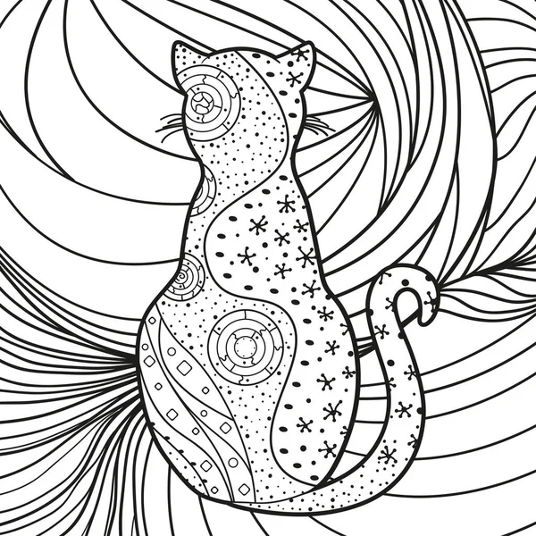 Gato Forma Quadrada Abstrata Padrão Abstrato Desenhado Mão Ilustração Preto —  Vetores de Stock