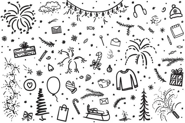Rekreační Pozadí Ručně Kreslené Grunge Vánoční Prvky Dovolená Šťastný Nový — Stockový vektor
