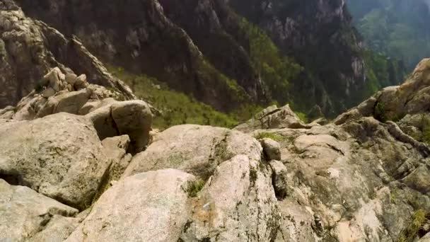 Fisheye. Aerial view of the mountains of South Korea. — Stock Video