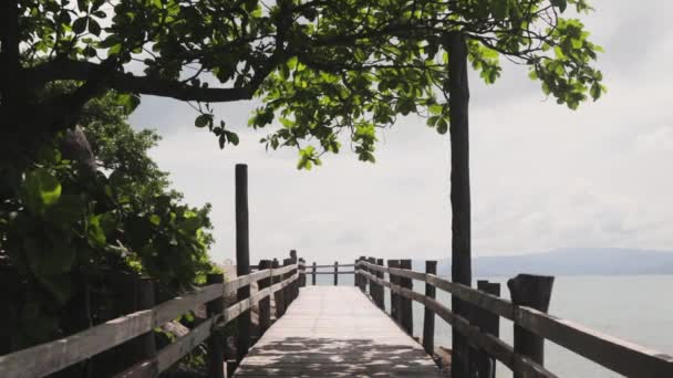 Filmmaterial Blick Auf Die Holzbrücke Auf Der Tropischen Insel — Stockvideo