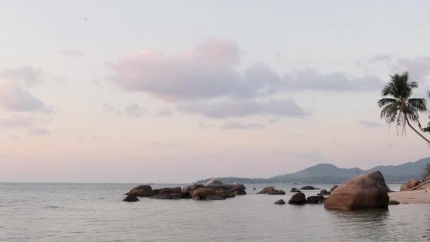 Прекрасний тропічний морський пейзаж. Драпірування на воді під час заходу сонця . — стокове відео