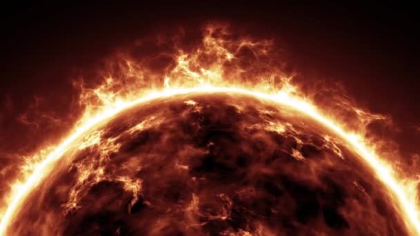 Superficie realista del sol con olas solares de calor y llamas . — Vídeo de stock