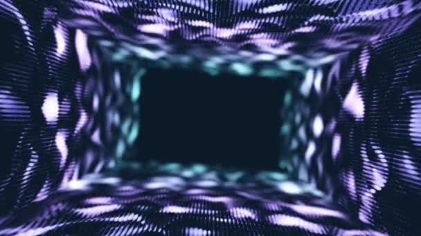 Neon gloeiende stralen in beweging. Bewegen door de tunnel. — Stockvideo