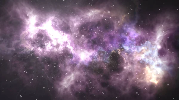 Voo espacial através da nebulosa . — Fotografia de Stock