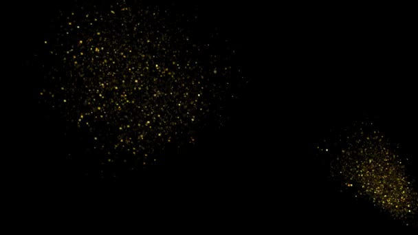 Χρυσές Κομφετί Popper Κόμμα Εκρήξεις Στα Μαύρα Υπόβαθρα Animation — Αρχείο Βίντεο