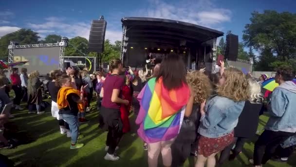 Helsinki Finlande Juin 2018 Des Gens Avec Des Drapeaux Arc — Video