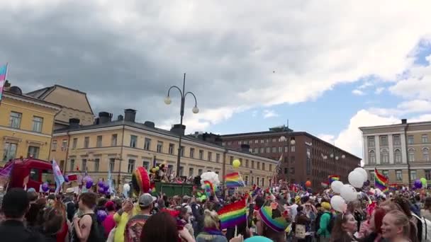 Helsinki Finlandiya Haziran 2018 Eşcinsel Gurur Geçit Töreni Sırasında Helsinki — Stok video