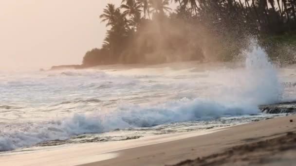 Hermosa vista de las olas del océano al atardecer . — Vídeo de stock