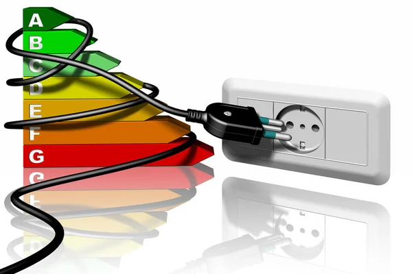 Illusztráció Dugó Aljzat Szimbólum Ökológiai Energiatakarékossági — Stock Fotó