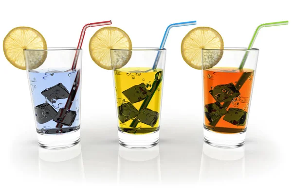 Ilustración Vasos Bebidas Refrescantes Para Verano — Foto de Stock