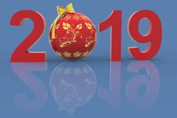 Ilustração Ano Novo 2019 Decoração Natal Número Nove Substitui Oito — Fotografia de Stock