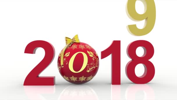 Videos Illustration Neujahr 2019 Der Weihnachtsdekoration Ersetzt Die Zahl Neun — Stockvideo