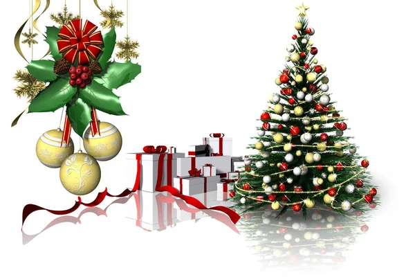 Natal Presentes Natal Lado Decorações Natal — Fotografia de Stock
