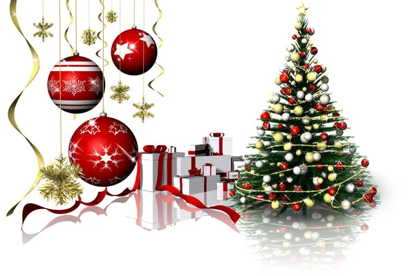 Noel. Noel hediyeleri Noel süslemeleri yanında.