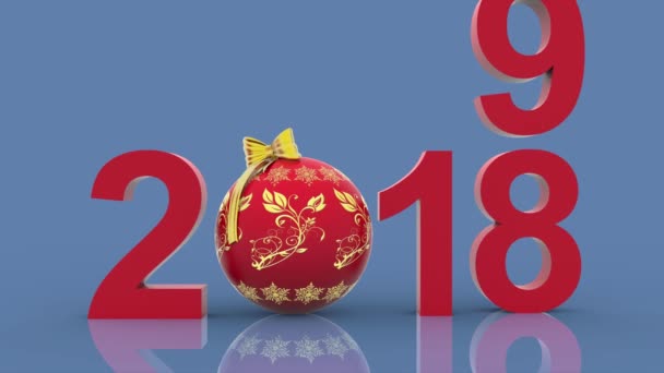 Videos Illustration Neujahr 2019 Der Weihnachtsdekoration Ersetzt Die Zahl Neun — Stockvideo
