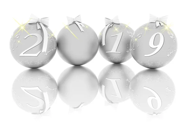 3D çizim. Yeni yıl 2019 Noel dekorasyon
