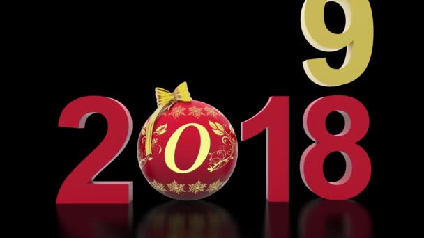 Videos Illustration New Year 2019 Christmas Decoration Number Nine Replaces — Stock Video