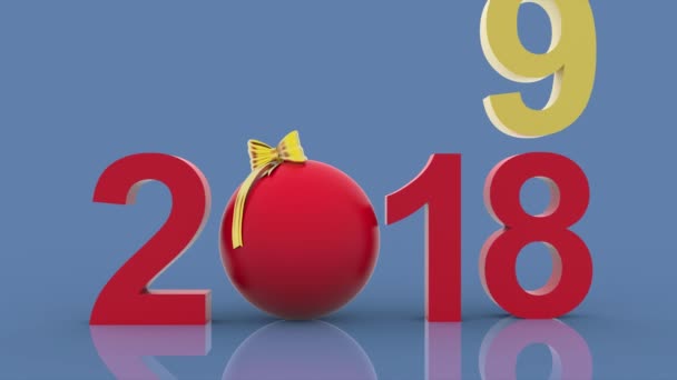 Видео Иллюстрация Новый 2019 Год Рождественском Украшении Число Девять Заменяет — стоковое видео