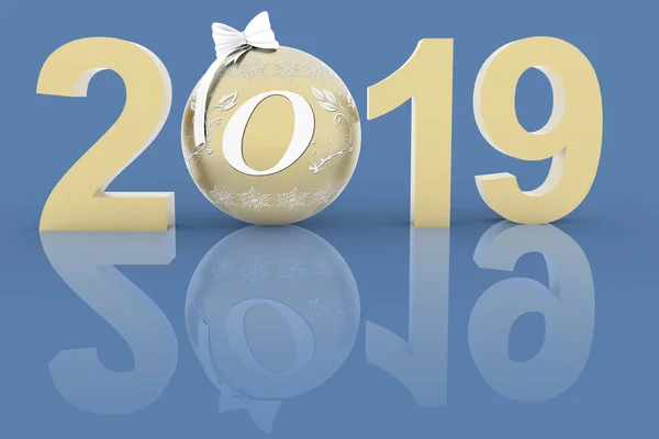 Ilustração Ano Novo 2019 Decoração Natal Número Nove Substitui Oito — Fotografia de Stock