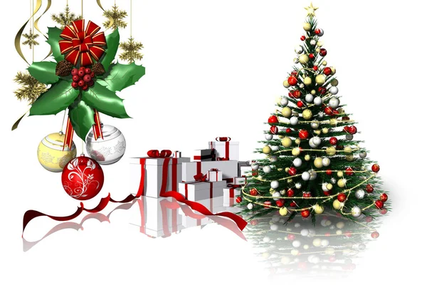 Natale Regali Natale Accanto Alle Decorazioni Natalizie — Foto Stock