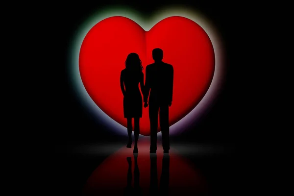 Verliefde Paar Met Rode Harten Achtergrond — Stockfoto