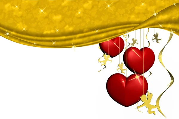 Den Svatého Valentýna Amor Srdce Prostor Pro Text — Stock fotografie