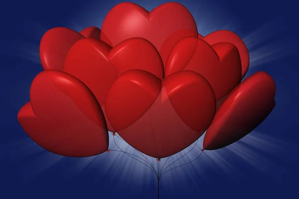 Balónky Tvaru Srdce Pozadí Oblohy — Stock fotografie