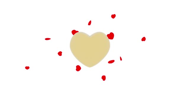 Videos Illustration Small Red Hearts Revolve Golden Central Heart Symbol — Stock Video