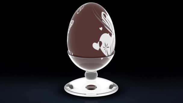 3D插图 展示各种装饰的巧克力复活节彩蛋轮 — 图库视频影像