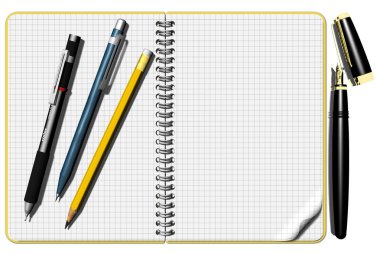 Kalemli not defteri ve metin için alan