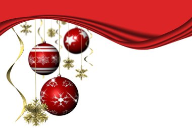 Noel zamanı. Yılbaşı süslemesi ve metin için yer. Beyaz arkaplan