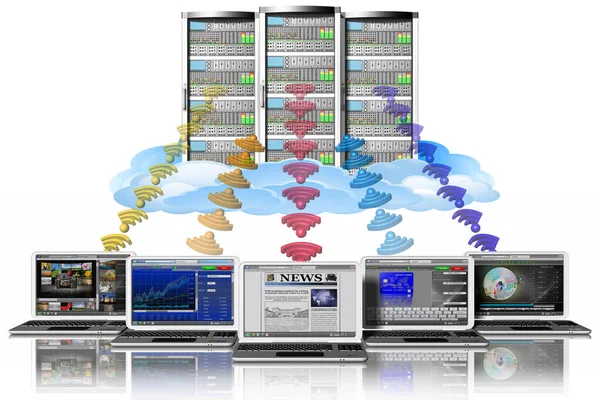 Illustration Server Computer Data Connection Storing Computer Data Applications — Stock Photo, Image