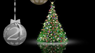 Sinema. Üç boyutlu illüstrasyon. Yeni yıl 2021. Yeni Yıl 2021 Noel süslemeleri yeni yılı duyuruyor.