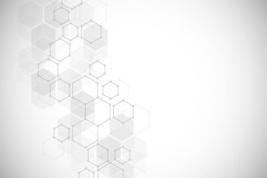 Tıp, bilim ve dijital teknoloji tasarım için altıgen moleküler yapısı. Soyut geometrik vektör arka plan.