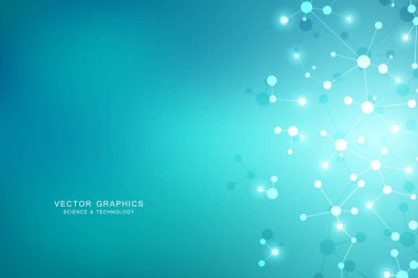 Soyut vektör arka plan ile bağlı çizgiler ve noktalar. Moleküler yapısı veya molekülün Dna.
