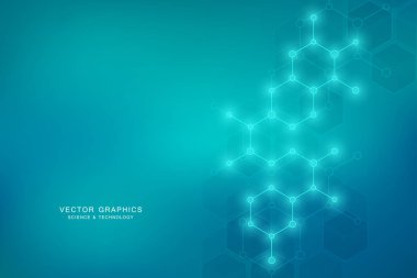 Tıp, bilim ve dijital teknoloji tasarım için altıgen moleküler yapısı. Soyut geometrik vektör arka plan.